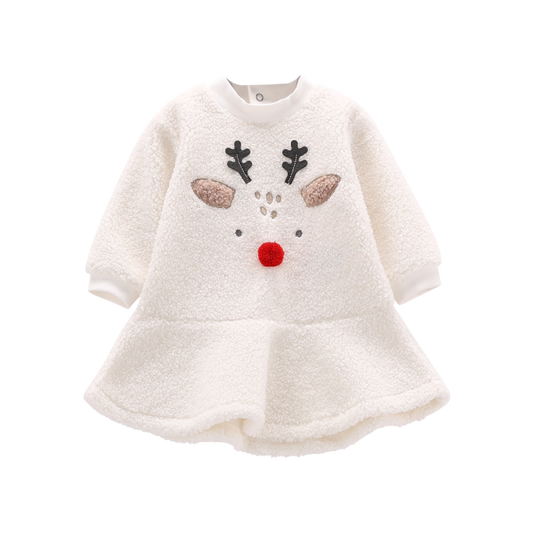 Abito natalizio in pelliccetta per neonata