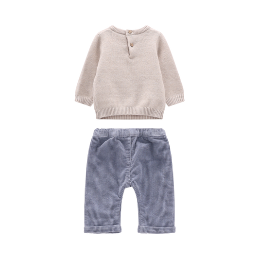 Completo 2 pezzi in tricot e velluto per neonato