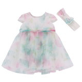 Elegante abito in tulle stampato per neonata