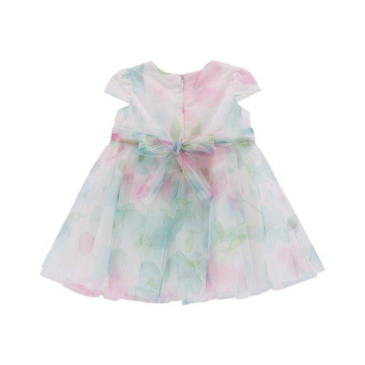 Elegante abito in tulle stampato per neonata