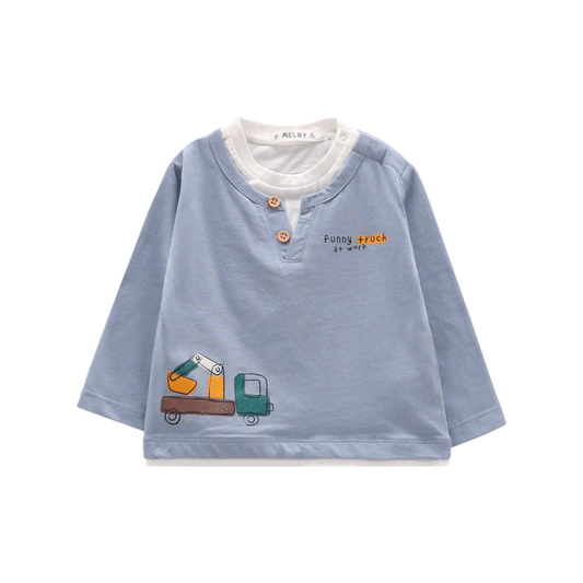 T-shirt a maniche lunghe effetto 2-in-1 per bambino