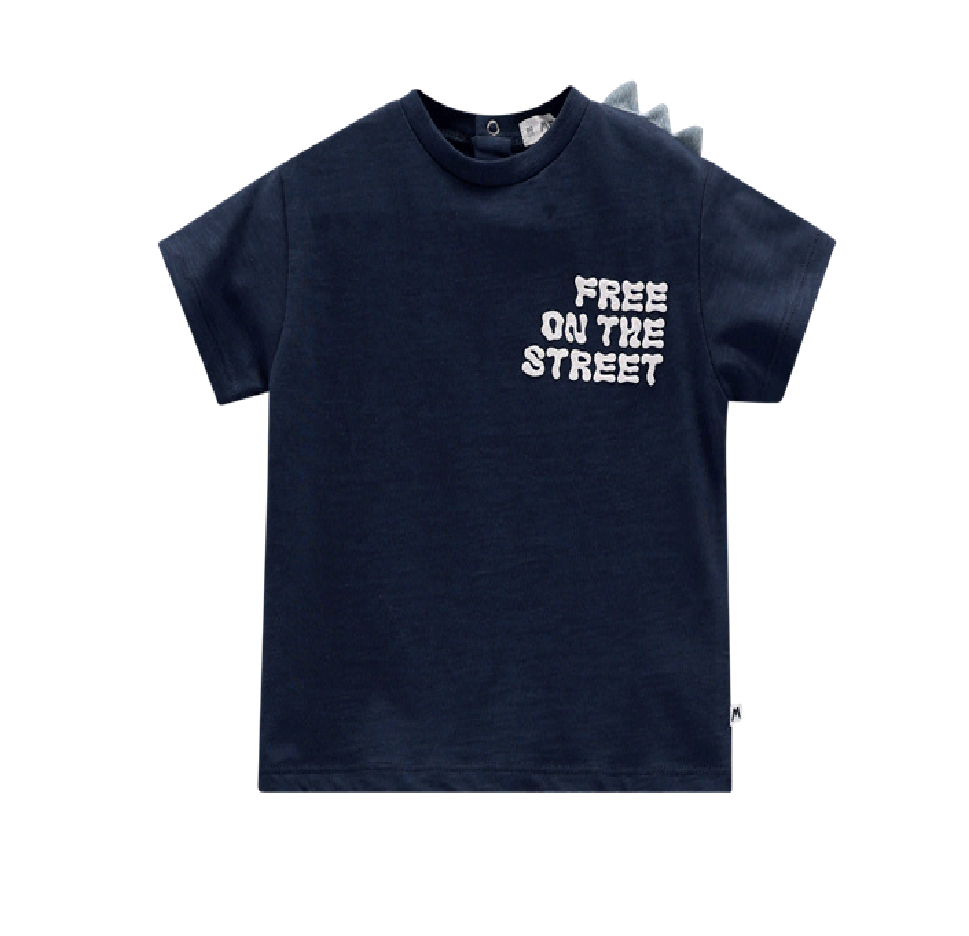 T-shirt con stampa e applicazioni