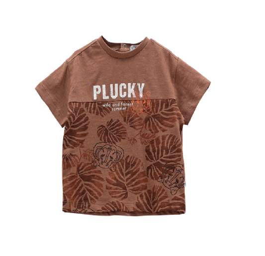 T-shirt a fantasia marrone per bambino