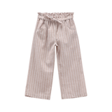 Pantalone misto lino gessato per bambina