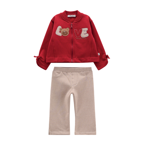 Tuta 2 pezzi in felpa stretch invernale per bambina