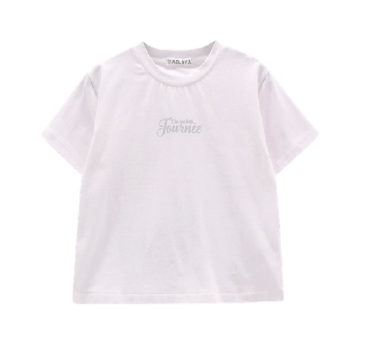 T-shirt bianca in jersey stretch per ragazza