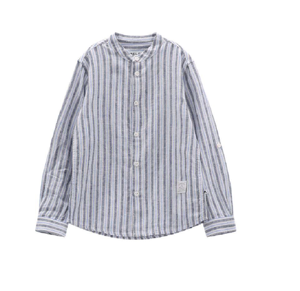 Camicia rigata in misto lino per ragazzo