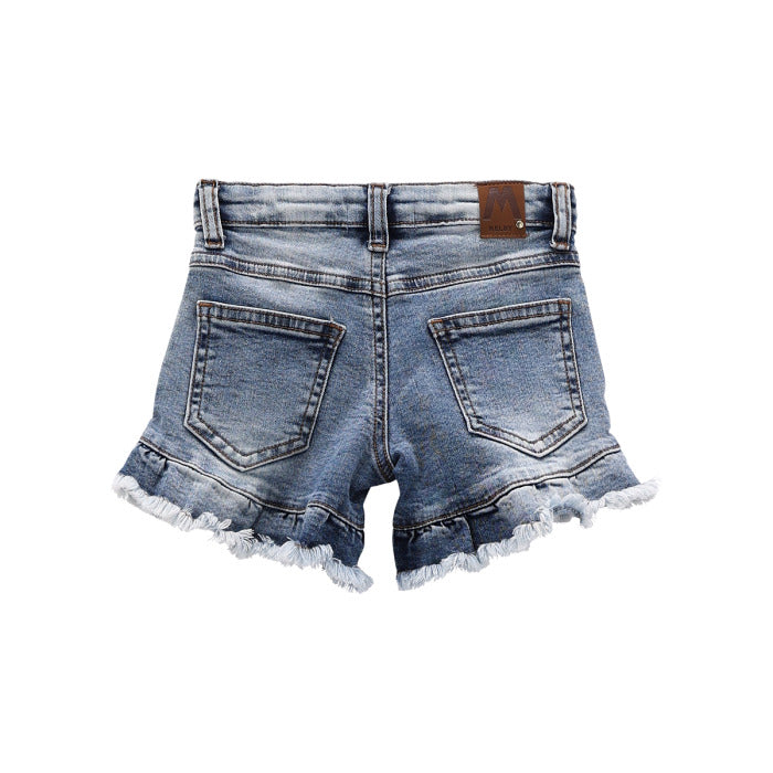 Short in bull denim stretch per bambina