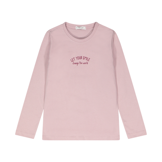 T-shirt girocollo a maniche lunghe per ragazza