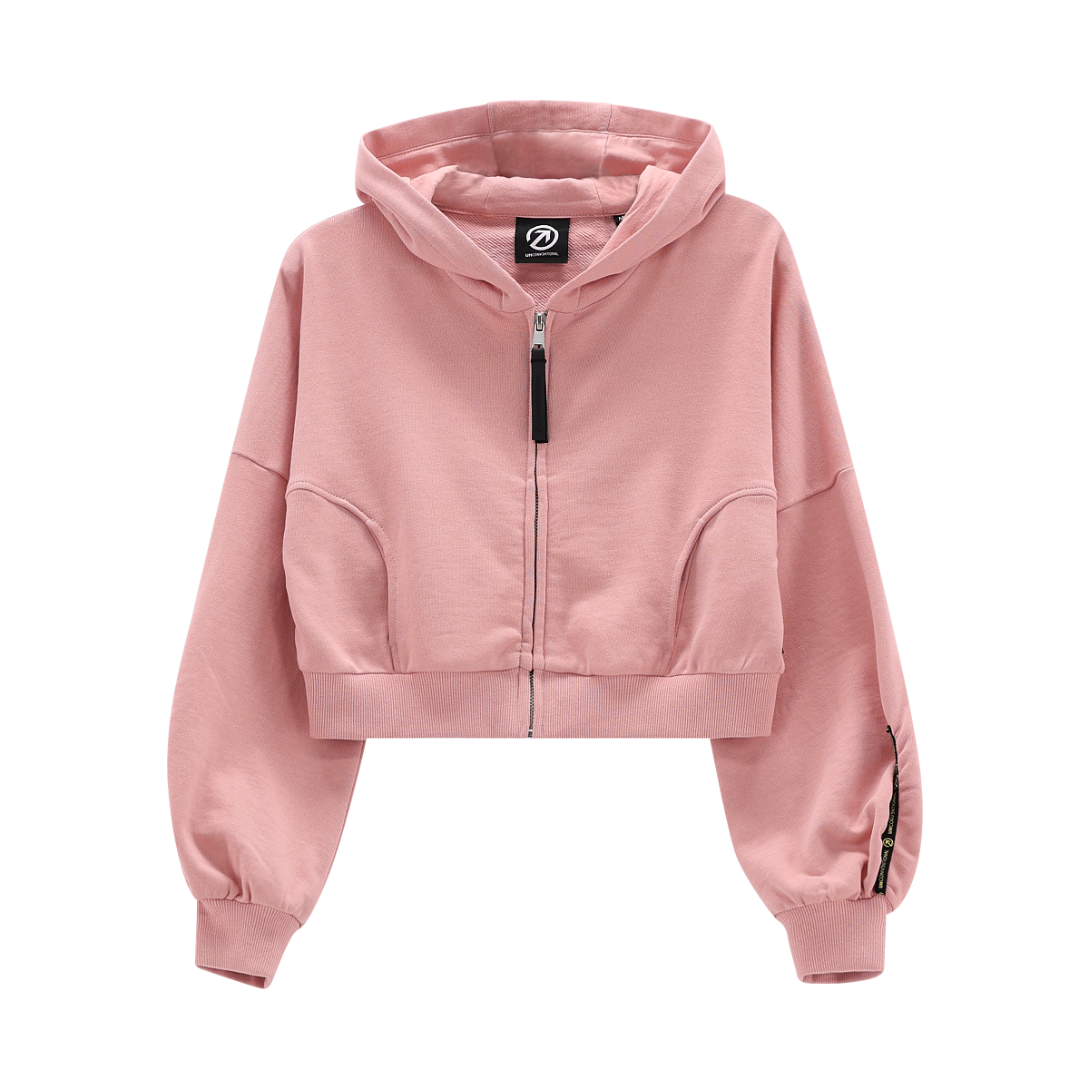 Felpa cropped full-zip con cappuccio per ragazza