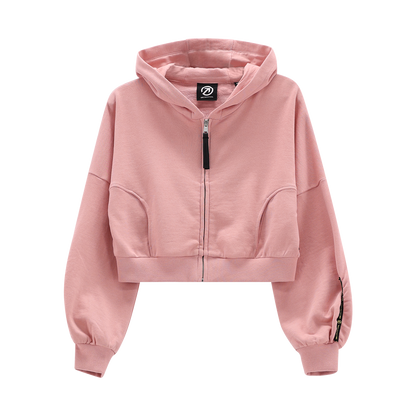Felpa cropped full-zip con cappuccio per ragazza