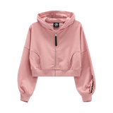 Felpa cropped full-zip con cappuccio per ragazza