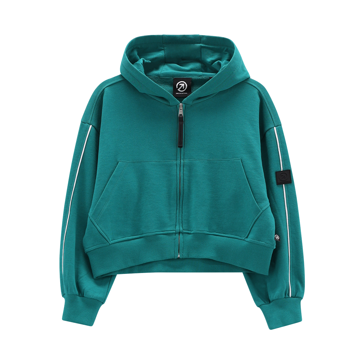 Felpa lunga full-zip con cappuccio per ragazza