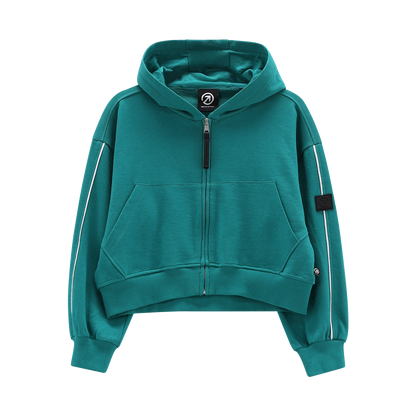 Felpa lunga full-zip con cappuccio per ragazza