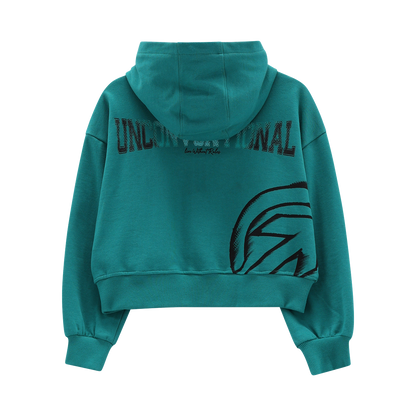 Felpa lunga full-zip con cappuccio per ragazza