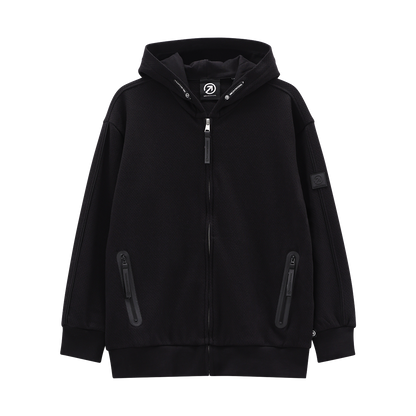 Felpa lunga full-zip con cappuccio per ragazzo.