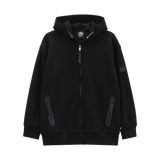 Felpa lunga full-zip con cappuccio per ragazzo.