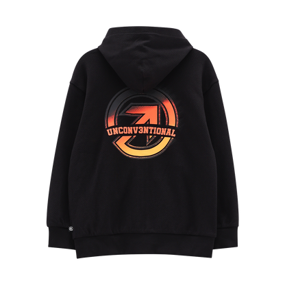 Felpa lunga full-zip con cappuccio per ragazzo.